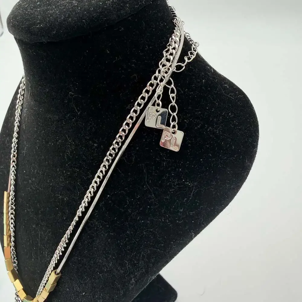 Park Lane Mixed Metal Layered Necklace Set Gold Silver Tone Geometric Beads Ball